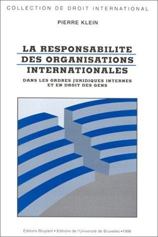 Couverture : La responsabilité des organisations internationales