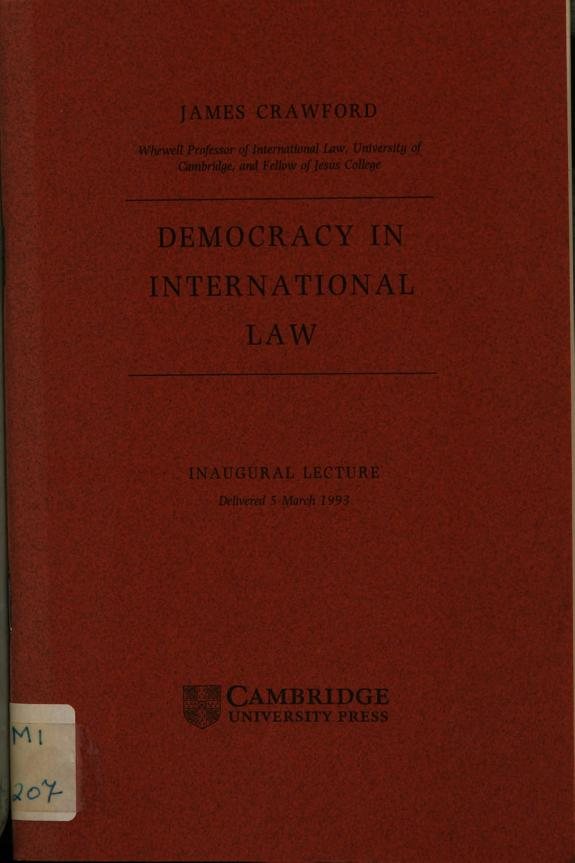 Couverture : Democracy in international law