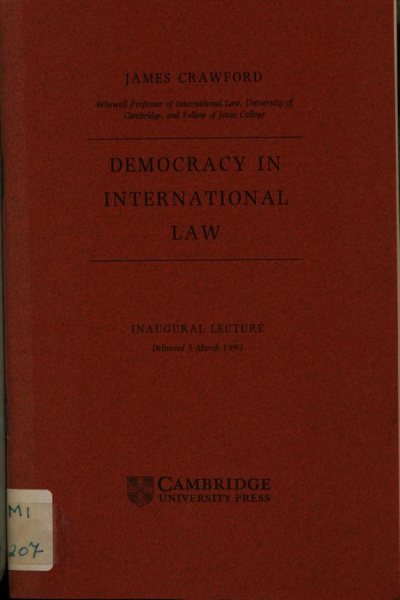 Couverture : Democracy in international law