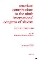 Couverture : American contributions to the Ninth International Congress of Slavists