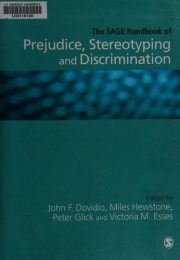 Couverture : The SAGE handbook of prejudice, stereotyping and discrimination