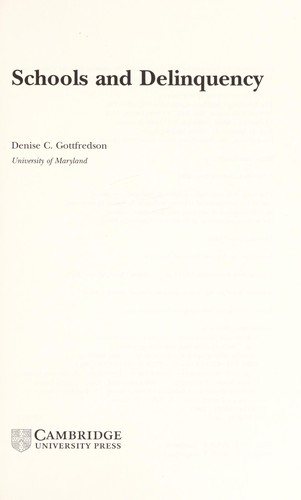 Couverture : Schools and delinquency