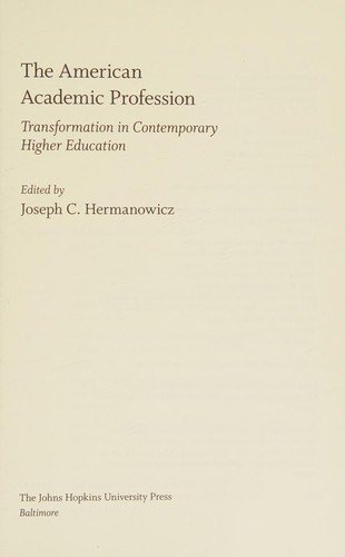 Couverture : The American academic profession