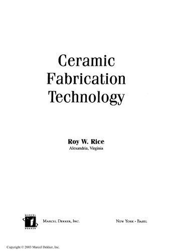 Couverture : Ceramic fabrication technology