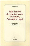 Couverture : Sulla dottrina del termine medio di Platone, Aristotele e Hegel