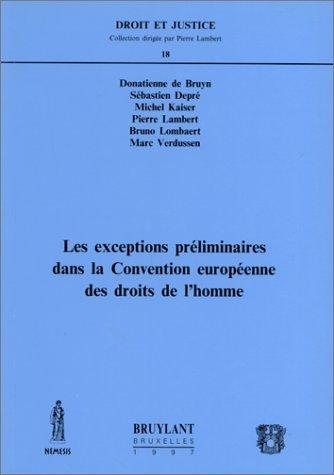 Couverture : Les exceptions préliminaires dans la Convention européenne des droits de l'homme