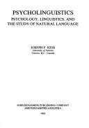 Couverture : Psycholinguistics (Current Issues in Linguistic Theory)