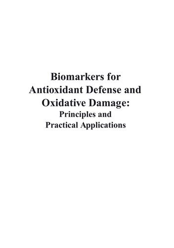 Couverture : Biomarkers for antioxidant defense and oxidative damage