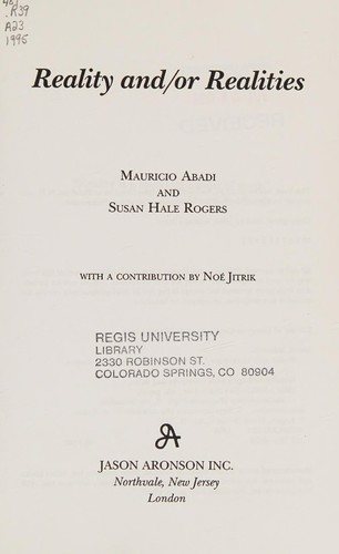Couverture : Reality and/or realities