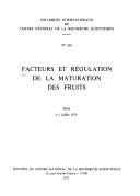 Couverture : Facteurs et régulation de la maturation des fruits