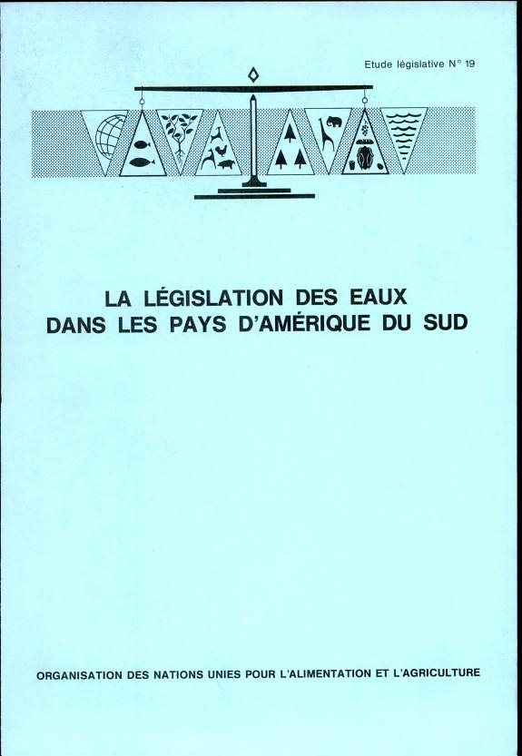Couverture : La Législation des eaux dans les pays d'Amérique du sud