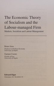 Couverture : The economic theory of socialism and the labour-managed firm