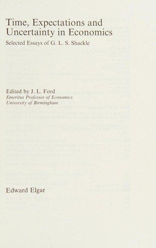 Couverture : Time, expectations, and uncertainty in economics