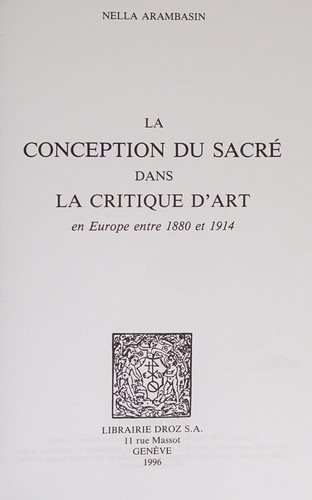 Couverture : La conception du sacré dans la critique d'art
