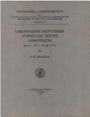 Couverture : Chronologie Egyptienne D'Apres Les Textes Demotiques (Papyrologica Lugduno-Batava)