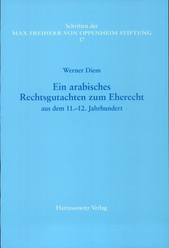Couverture : Ein arabisches Rechtsgutachten zum Eherecht aus dem 11.-12. Jahrhundert