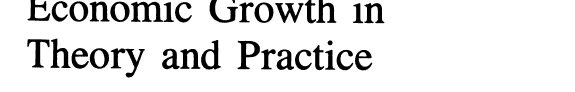 Couverture : Economic growth in theory and practise