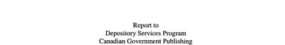 Couverture : Electronic access to Canadian federal government information
