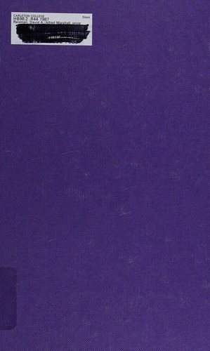 Couverture : Alfred Marshall, progress and politics