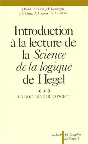 Couverture : Introduction à la lecture de la "Science de la logique" de Hegel