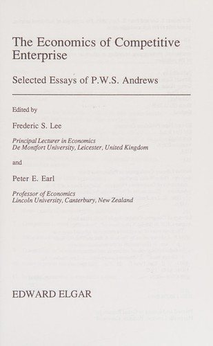 Couverture : The economics of competitive enterprise