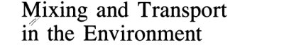 Couverture : Mixing and transport in the environment