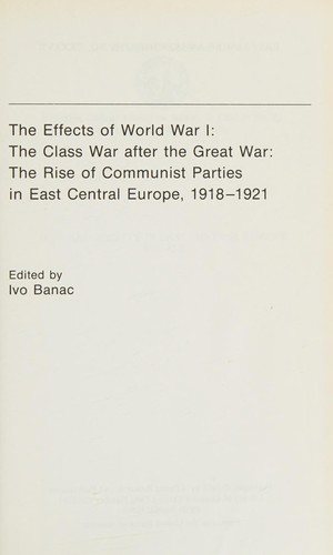 Couverture : The Effects of World War I