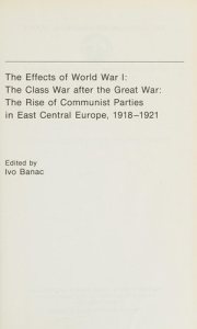 Couverture : The Effects of World War I