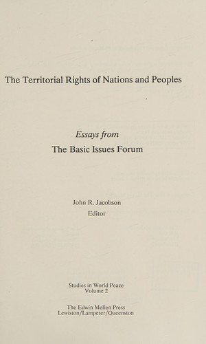 Couverture : The Territorial rights of nations and peoples