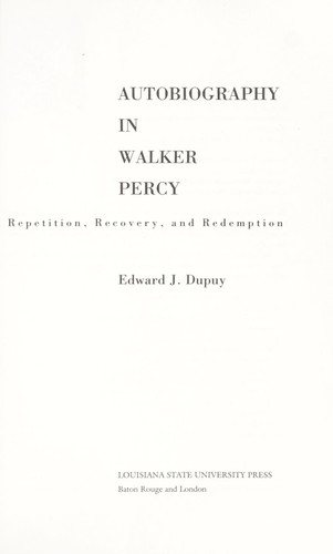 Couverture : Autobiography in Walker Percy