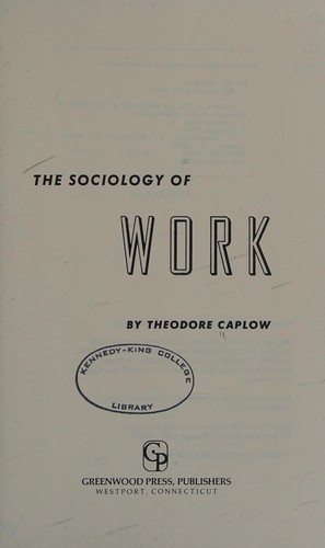 Couverture : The sociology of work