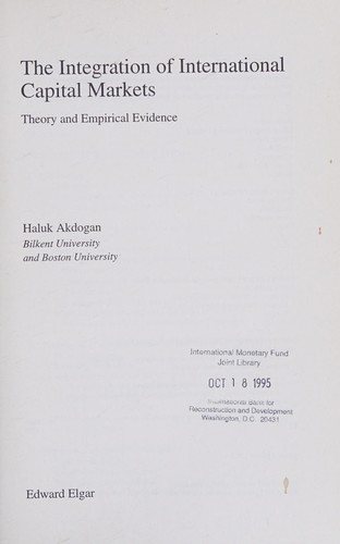 Couverture : The integration of international capital markets