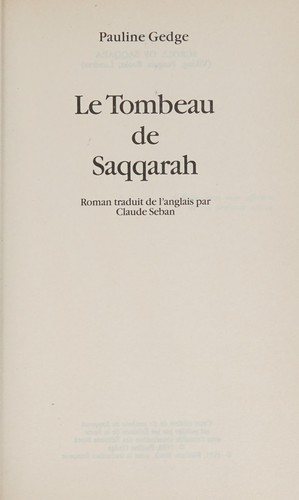 Couverture : Le tombeau de Saqqarah