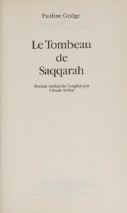 Couverture : Le tombeau de Saqqarah