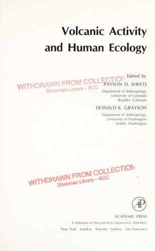 Couverture : Volcanic activity and human ecology.  Edited by Payson D. Sheets and Donald K. Grayson