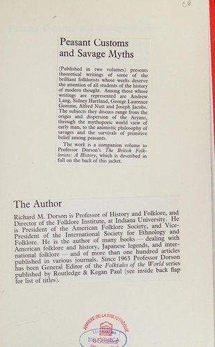 Couverture : Peasant customs and savage myths