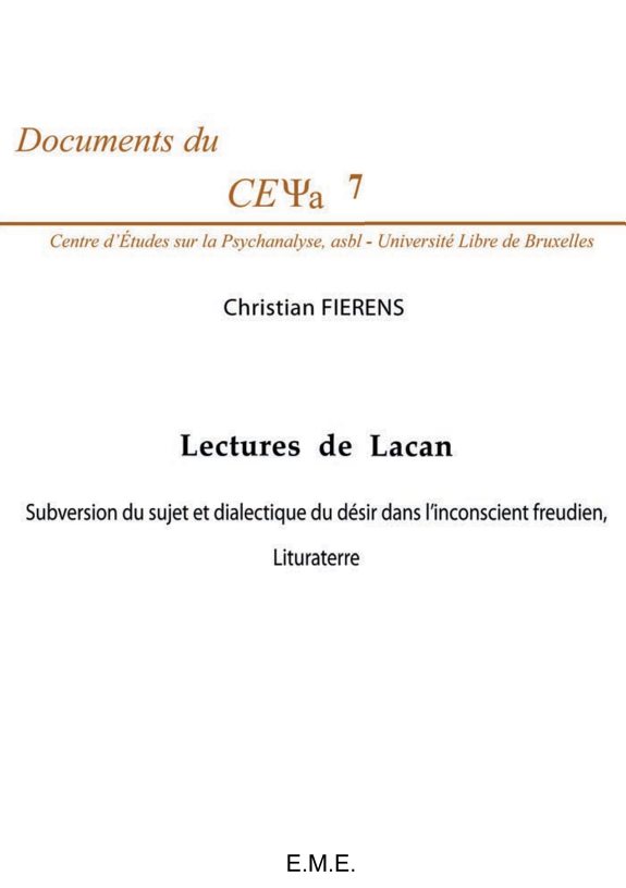 Couverture : Lectures de Lacan