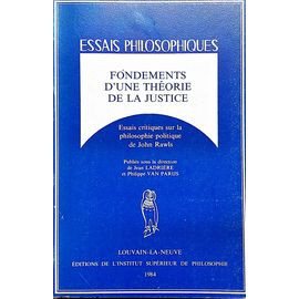 Couverture : Fondements d'une théorie de la juticie : essais critiques sur la philosophie politique de John Rawls