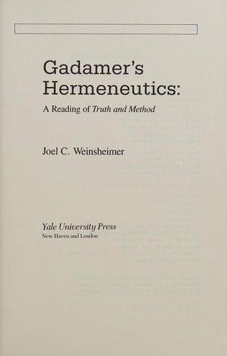 Couverture : Gadamer' Hermeneutics