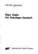 Couverture : Der Dativ im heutigen Deutsch