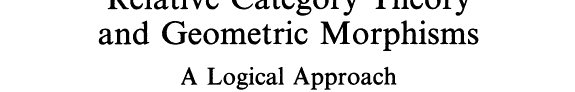 Couverture : Relative category theory and geometric morphisms