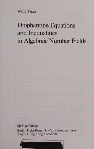 Couverture : Diophantine equations and inequalities in algebraic number fields