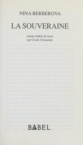 Couverture : La Souveraine