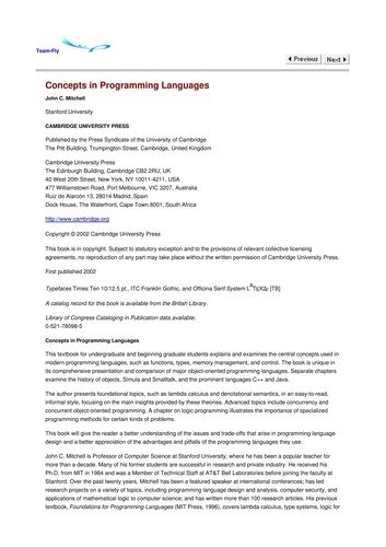 Couverture : Concepts in Programming Languages