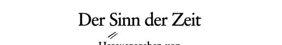 Couverture : Der Sinn der Zeit