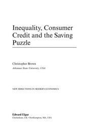 Couverture : Inequality, consumer credit and the saving puzzle