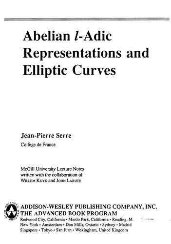 Couverture : Abelian l̳-adic representations and elliptic curves