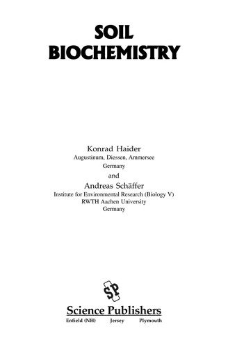 Couverture : Soil biochemistry