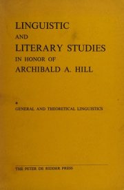Couverture : Linguistic and Literary Studies: In Honor of Archibald A. Hill 