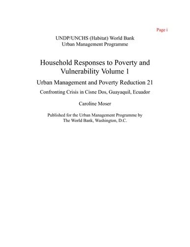 Couverture : Household responses to poverty and vulnerability. Vol. 1, confronting crisis in Cisne Dos, Guayaquil, Ecuador